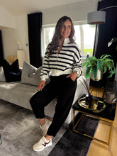 The Harlow - Striped Zip Up Knit Jumper